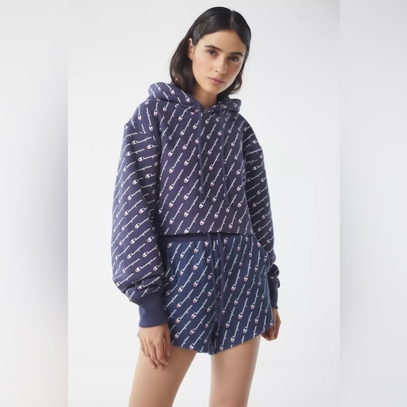 Champion Reverse Weave All Over Print Hoodie Sweatshirt - Picture 3 of 10